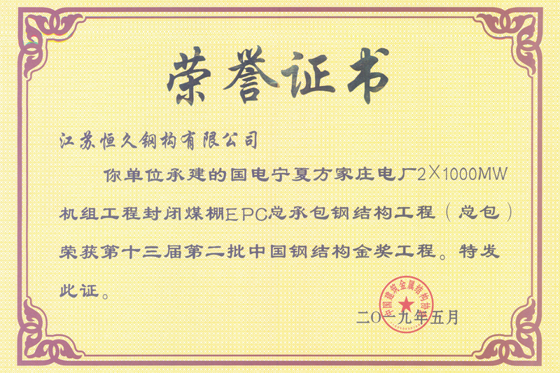 China Steel Structure Gold Award Project